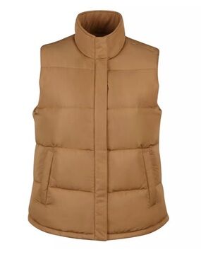 Women's Quilted Puffer Vest - Camel